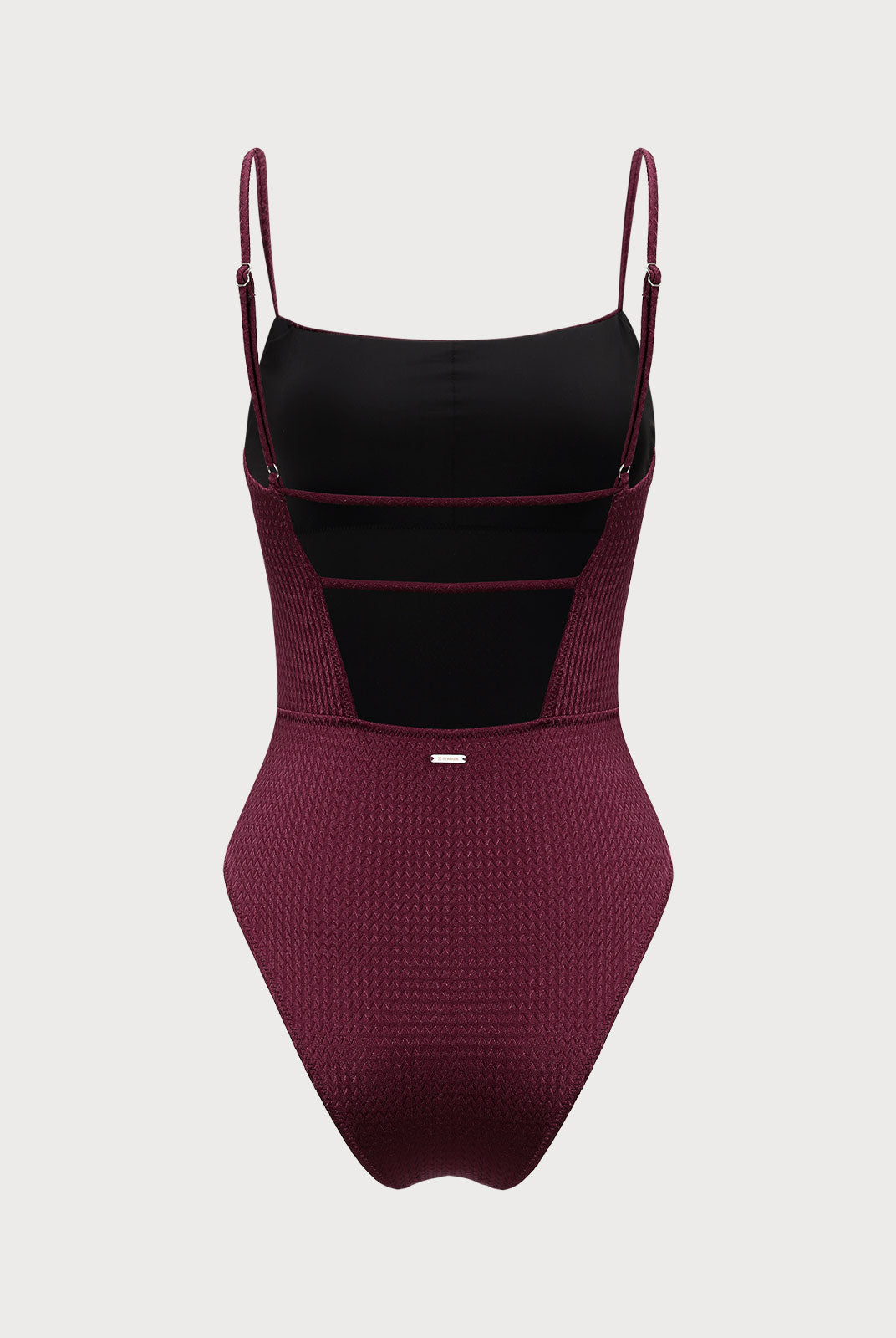 Burgundy Textured Backless One-Piece Swimsuit - One-Pieces - BERLOOK
