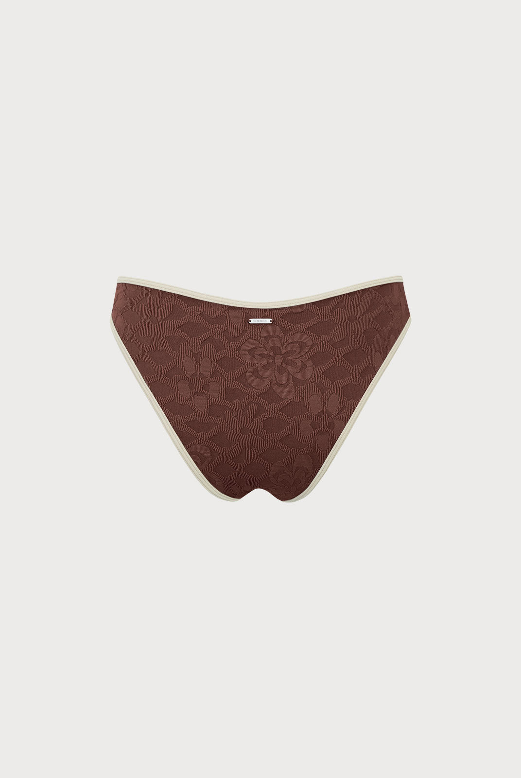 Dark Coffee Contrast Jacquard Bikini Bottom - Bikini Bottoms - BERLOOK