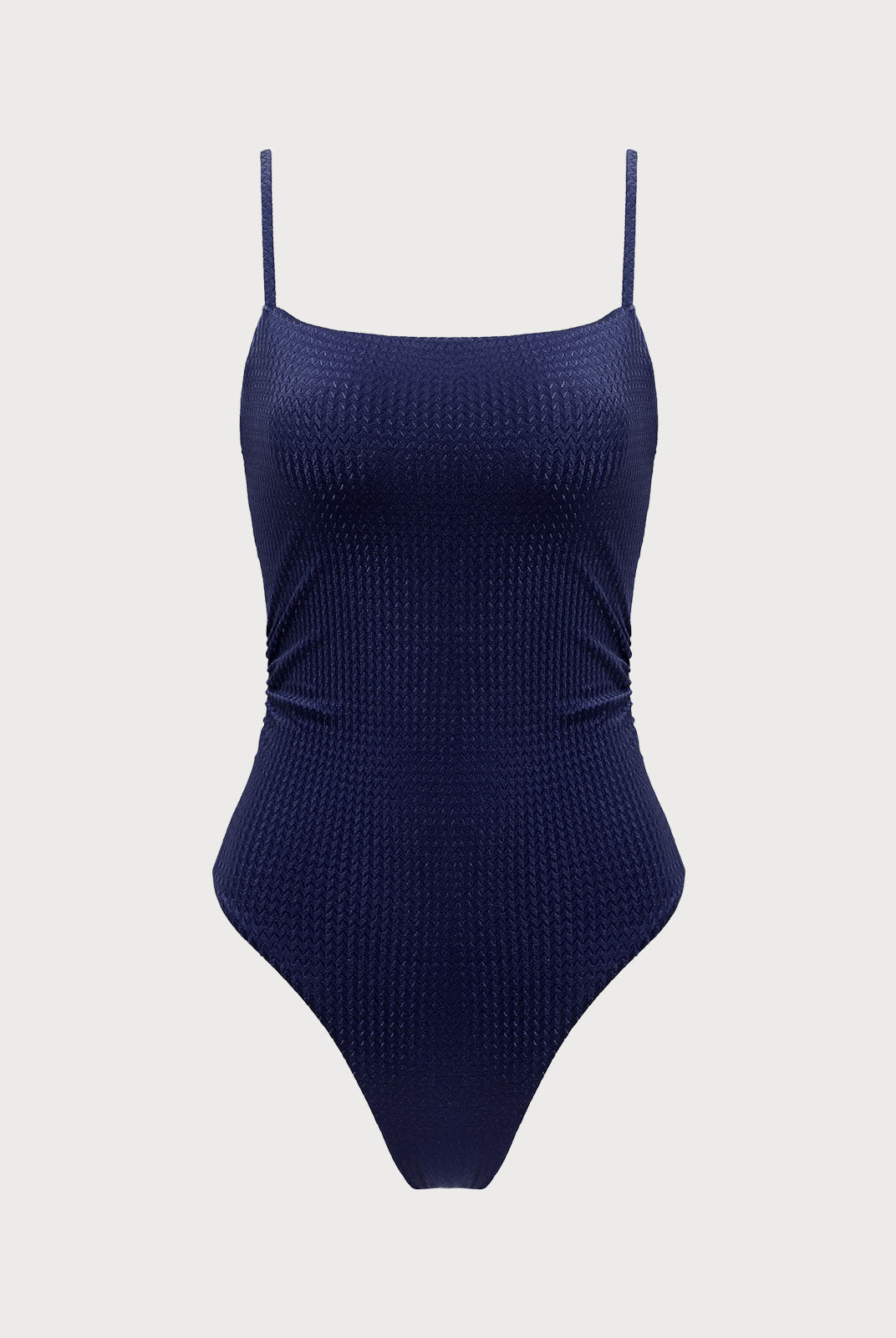 Navy Textured Backless One-Piece Swimsuit - One-Pieces - BERLOOK
