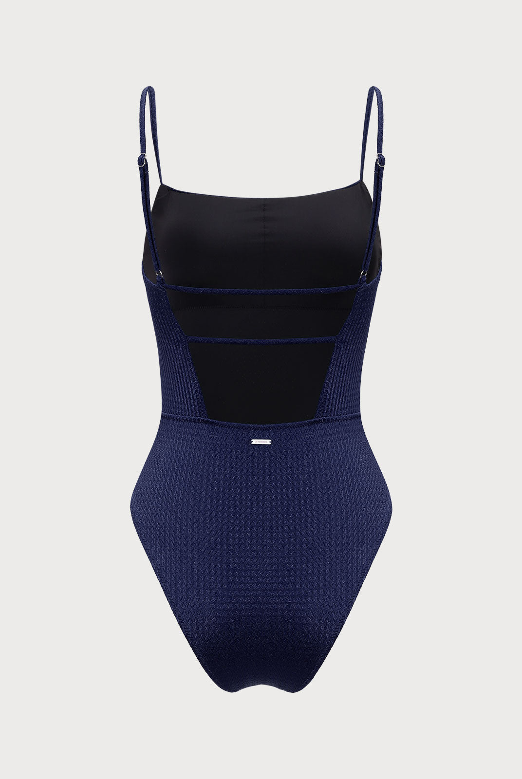 Navy Textured Backless One-Piece Swimsuit - One-Pieces - BERLOOK