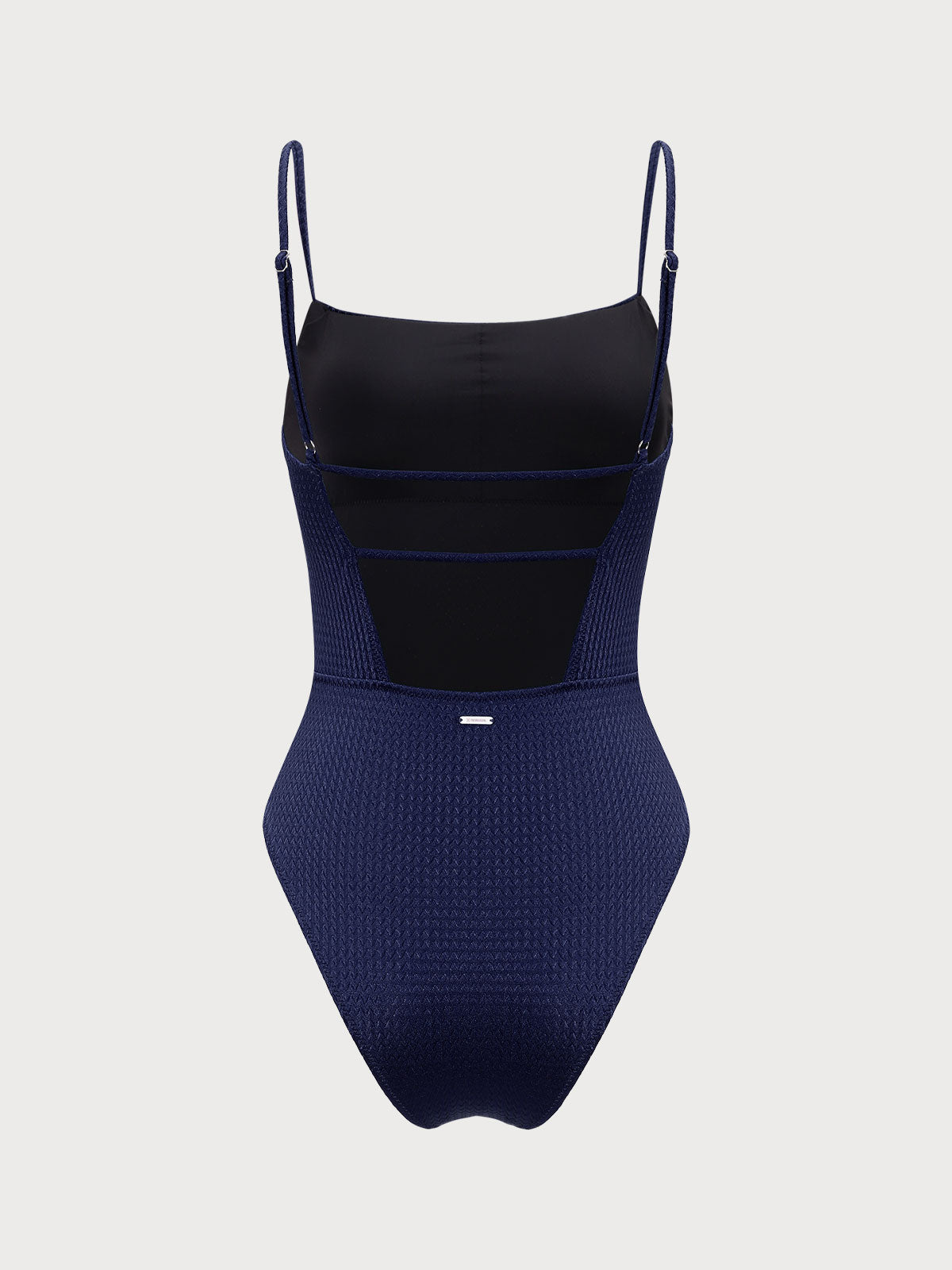 Navy Textured Backless One-Piece Swimsuit - One-Pieces - BERLOOK