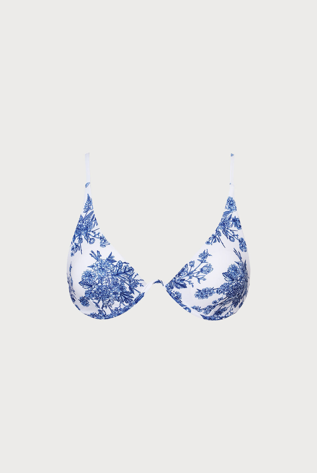 Backless Underwire Floral Bikini Top Blue Sustainable Bikinis - BERLOOK