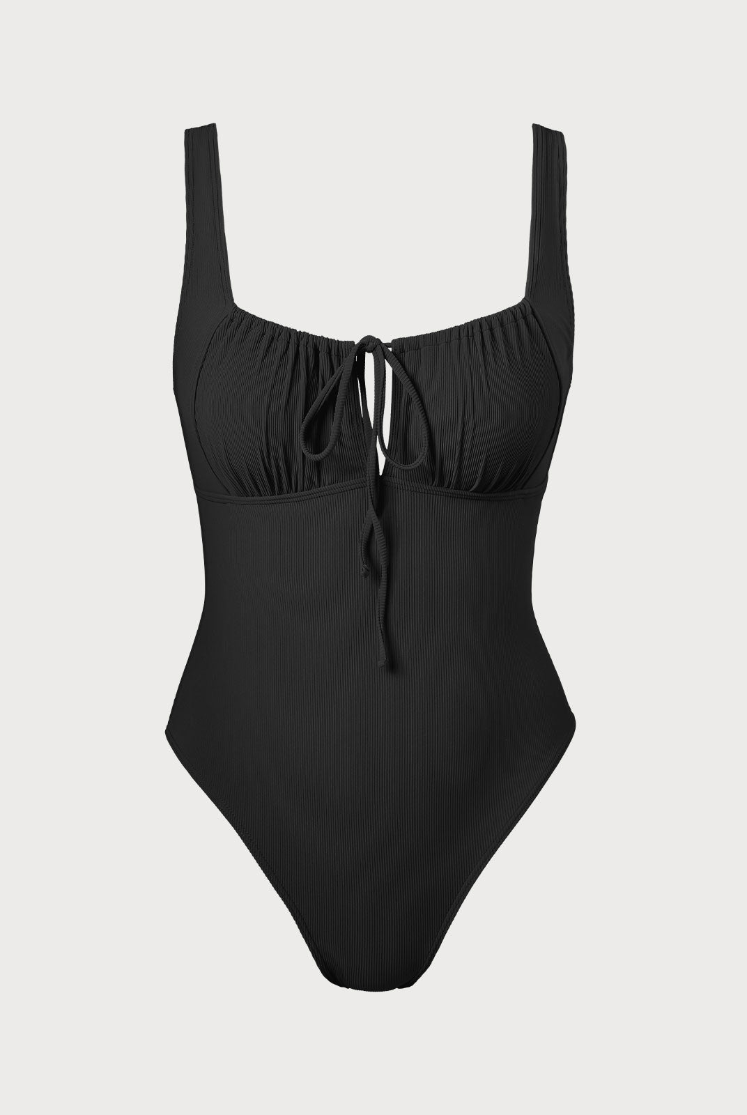 Black Cutout Tie Plus Size One-Piece Swimsuit Sustainable Plus Size One-Pieces - BERLOOK