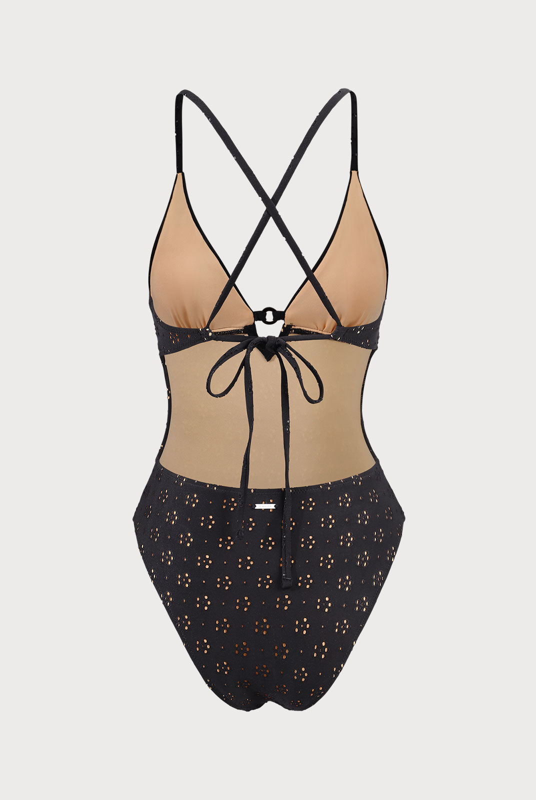 Black Floral Cutout One Piece Swimwear Sustainable One-Pieces - BERLOOK