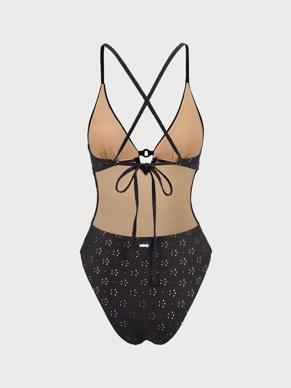 Black Floral Cutout One Piece Swimwear Sustainable One-Pieces - BERLOOK