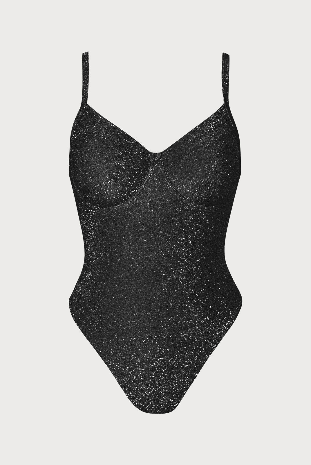 Black Lurex Underwire Plus Size One-Piece Swimsuit Sustainable Plus Size One-Pieces - BERLOOK