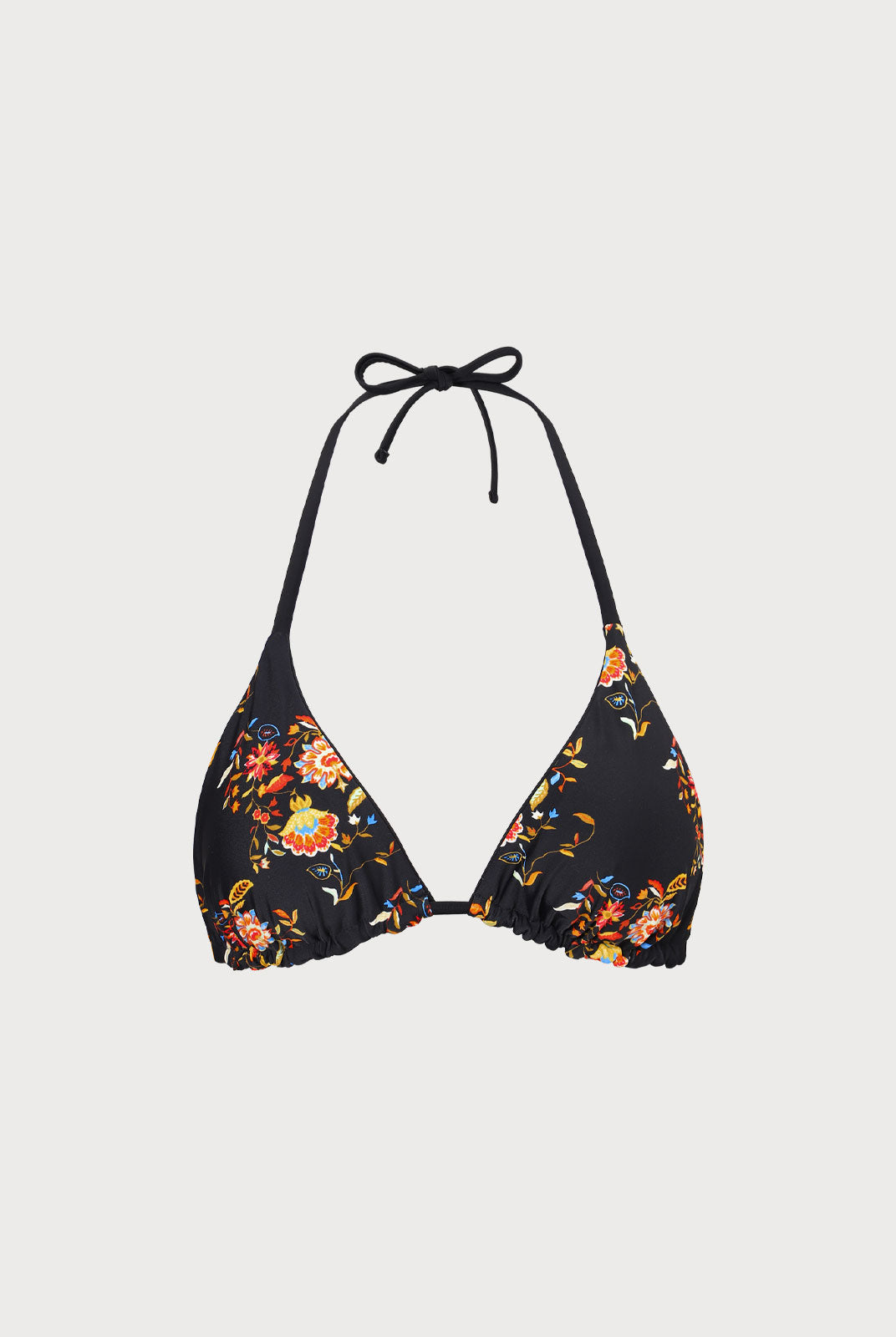 Black Reversible Floral Halter Bikini Top Sustainable Bikinis - BERLOOK