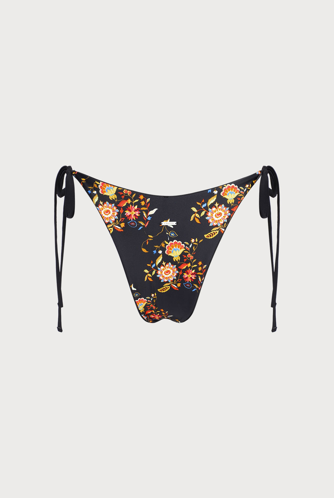 Black Reversible Floral Tie Bikini Bottom Sustainable Bikinis - BERLOOK