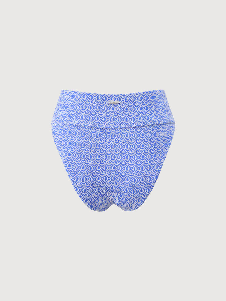 Blue Jacquard High Waist Bikini Bottom Sustainable Bikinis - BERLOOK