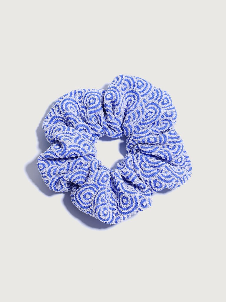 Blue Jacquard Scrunchie Blue Sustainable Hair Accessories - BERLOOK