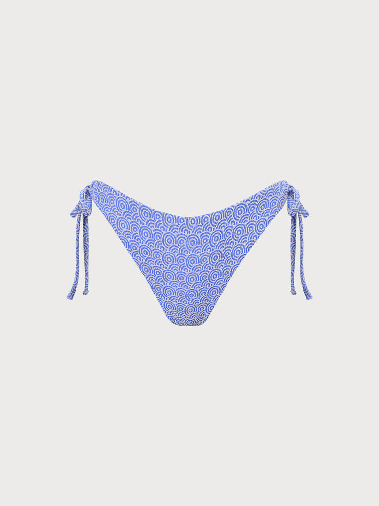 Blue Jacquard Tie Bikini Bottom Blue Sustainable Bikinis - BERLOOK