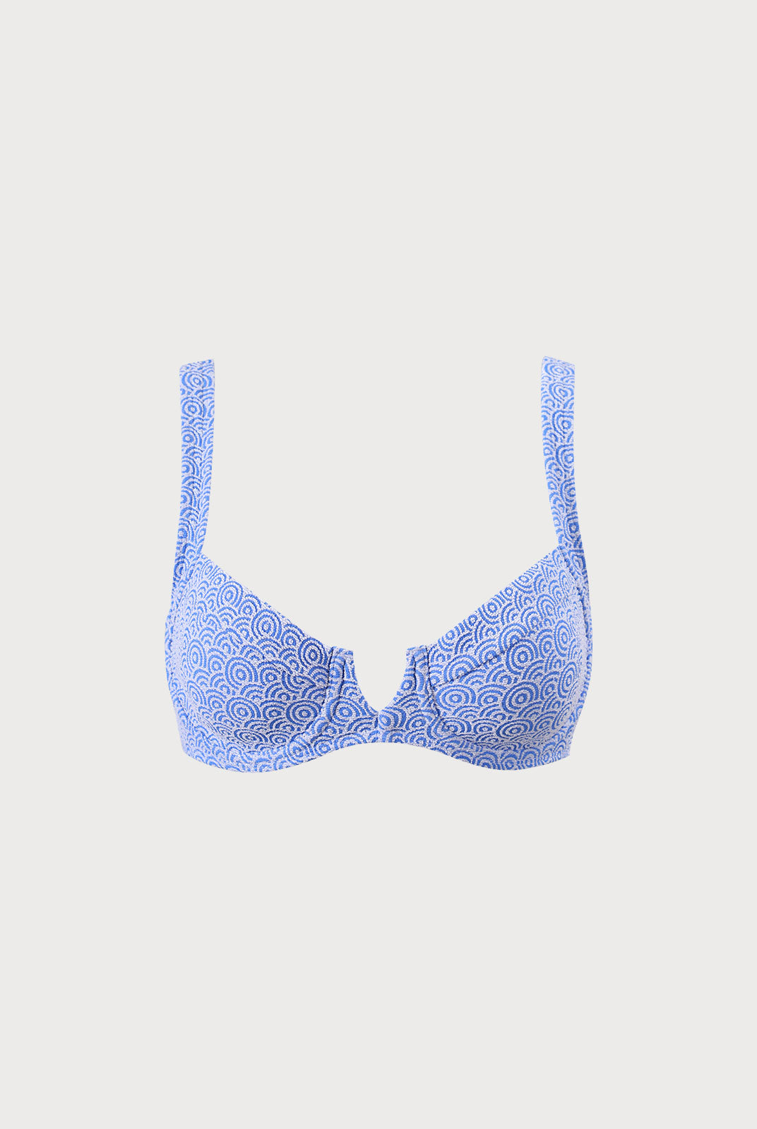 Blue Jacquard Underwire Bikini Top Blue Sustainable Bikinis - BERLOOK