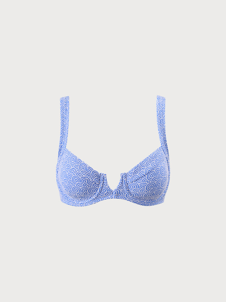 Blue Jacquard Underwire Bikini Top Blue Sustainable Bikinis - BERLOOK