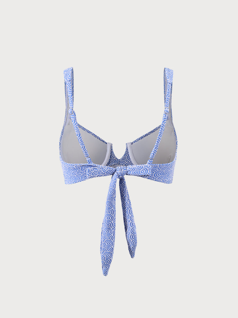 Blue Jacquard Underwire Bikini Top Sustainable Bikinis - BERLOOK