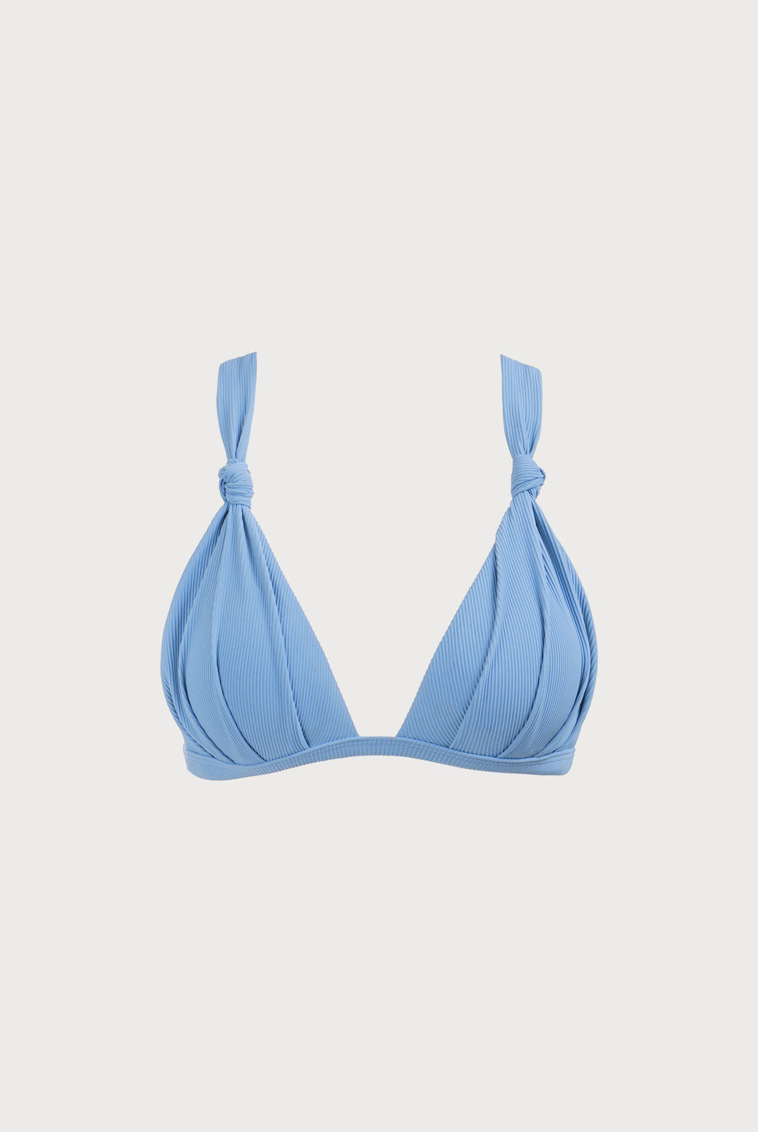 Blue V-Neck Knot Triangle Bikini Top Sustainable Bikinis - BERLOOK