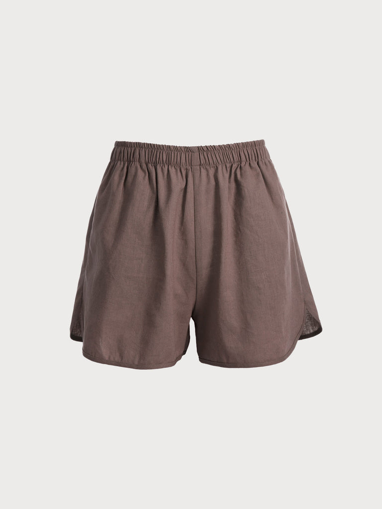 Coffee Linen Shorts Sustainable Cover-ups - BERLOOK