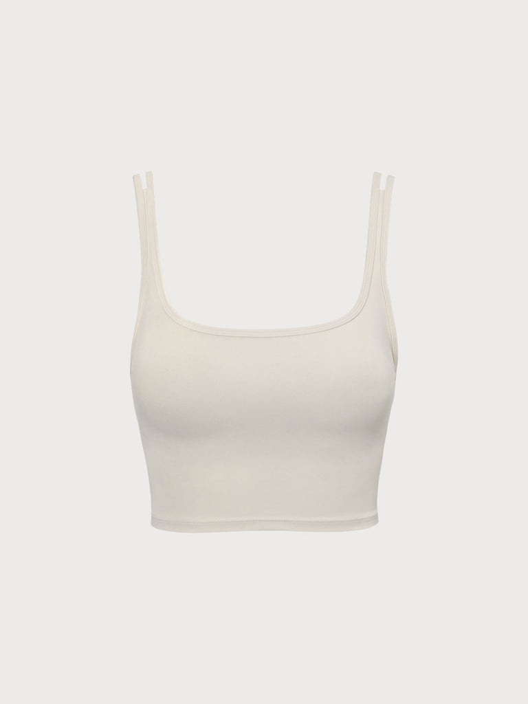 Coffee Square Neck Cami Top Sustainable Yoga Tops - BERLOOK