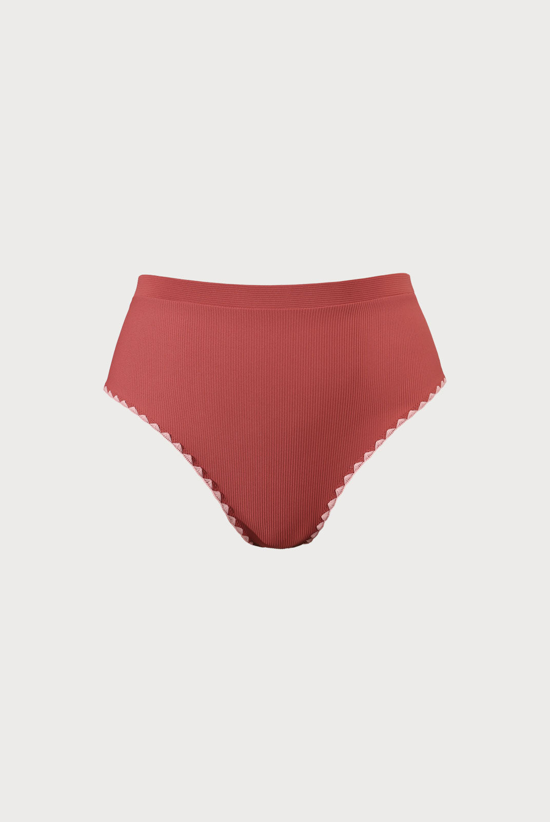 Contrast Stitch Plus Size Bikini Bottom Brick Red Sustainable Plus Size Bikinis - BERLOOK