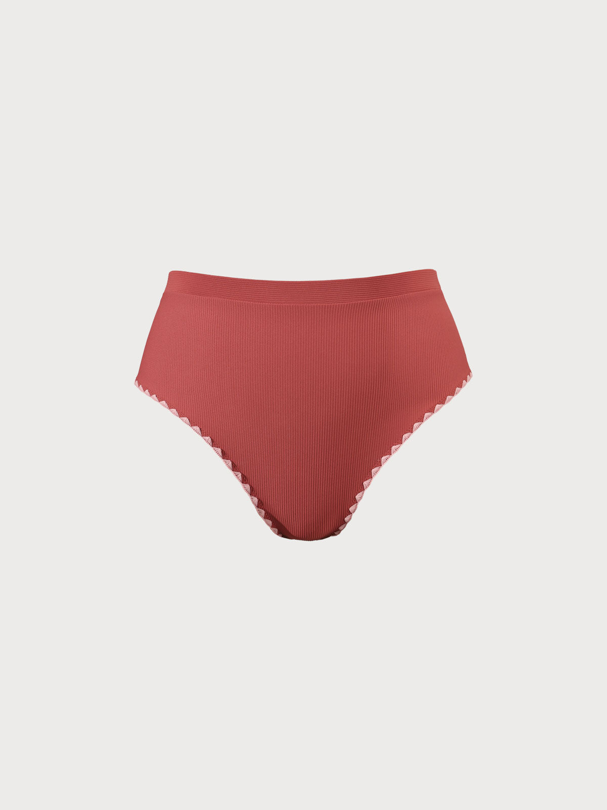Contrast Stitch Plus Size Bikini Bottom Brick Red Sustainable Plus Size Bikinis - BERLOOK