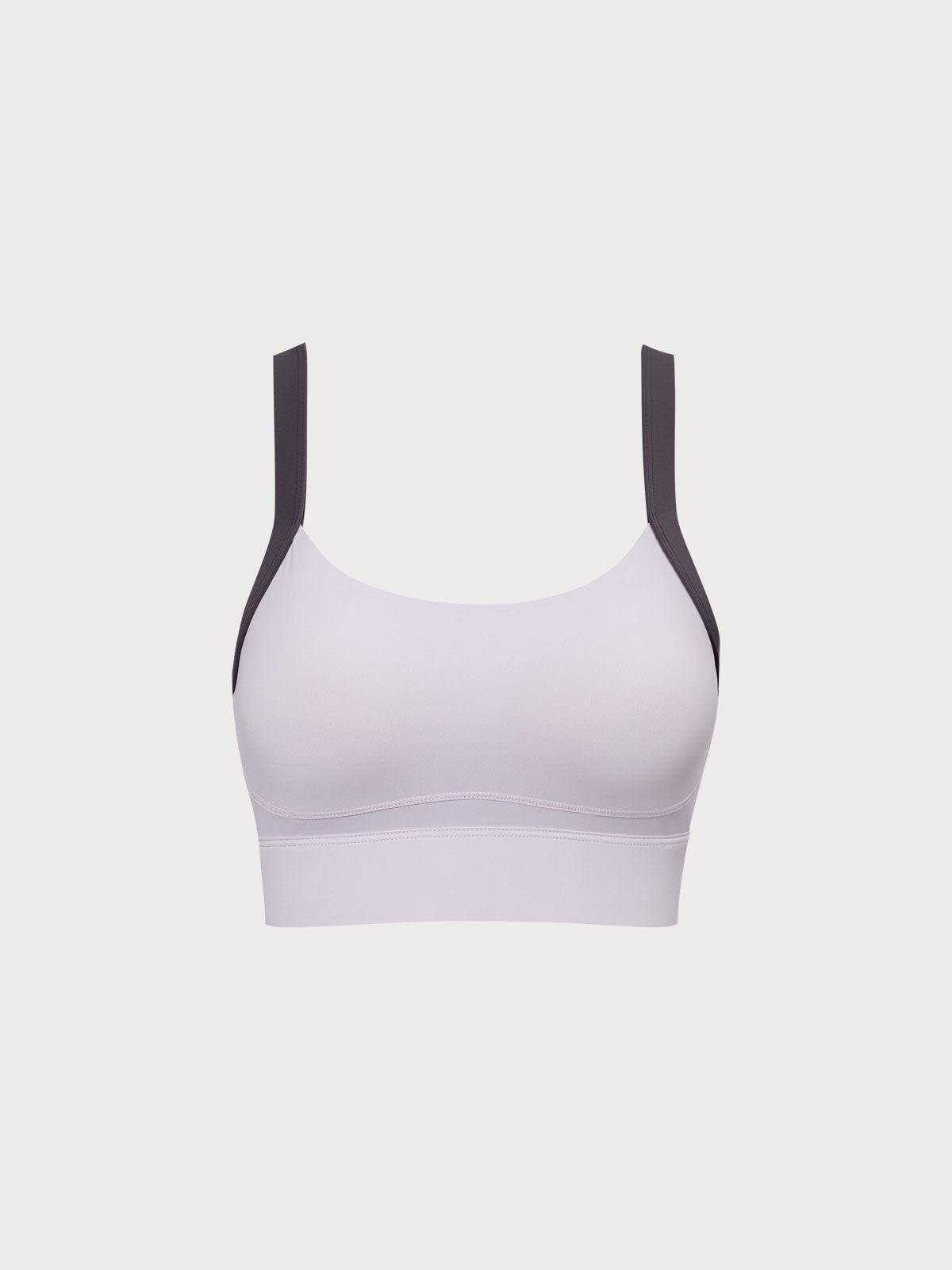 Contrast Strap Sports Bra Grey Sustainable Yoga Tops - BERLOOK