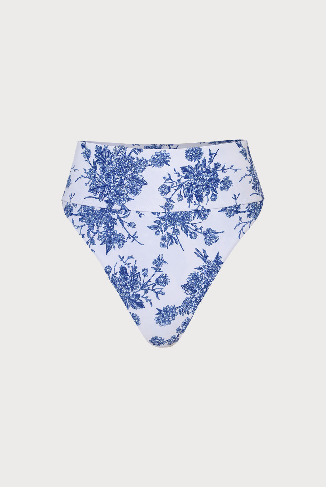 Floral High Waist Bikini Bottom Blue Sustainable Bikinis - BERLOOK