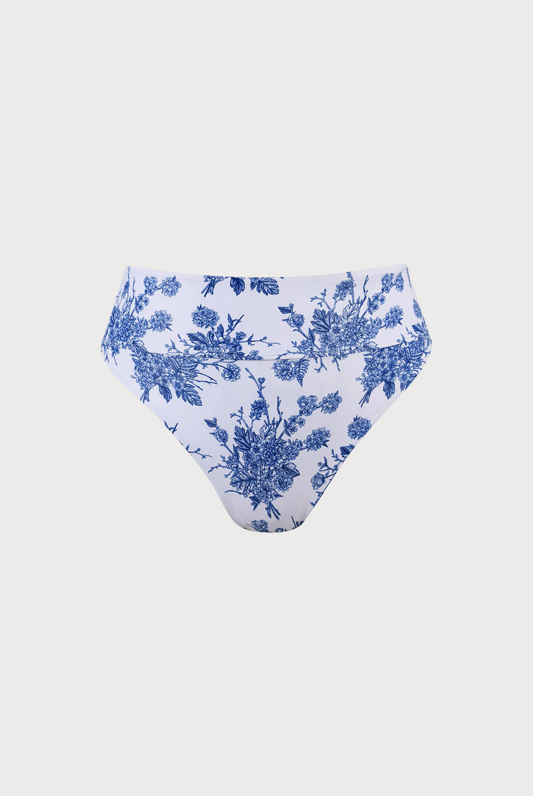 Floral High Waist Plus Size Bikini Bottom Blue Sustainable Plus Size Bikinis - BERLOOK