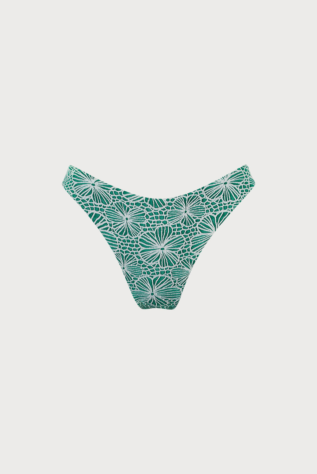 Floral Jacquard Bikini Bottom Green Sustainable Bikinis - BERLOOK