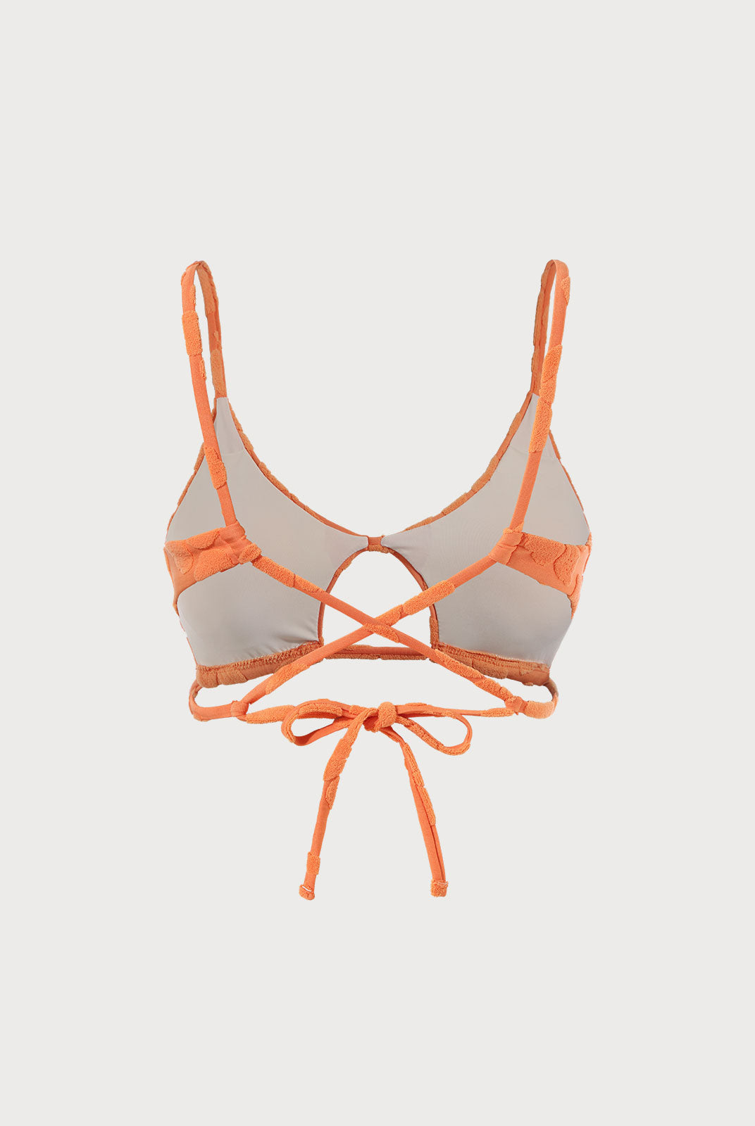 Floral Jacquard Cut Out Bikini Top Sustainable Bikinis - BERLOOK
