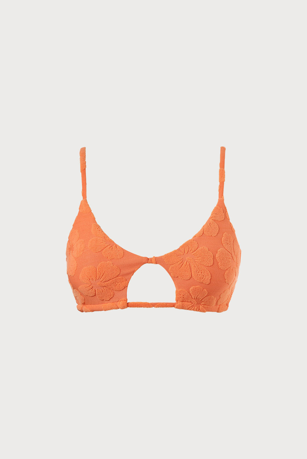 Floral Jacquard Cut Out Bikini Top Sustainable Bikinis - BERLOOK