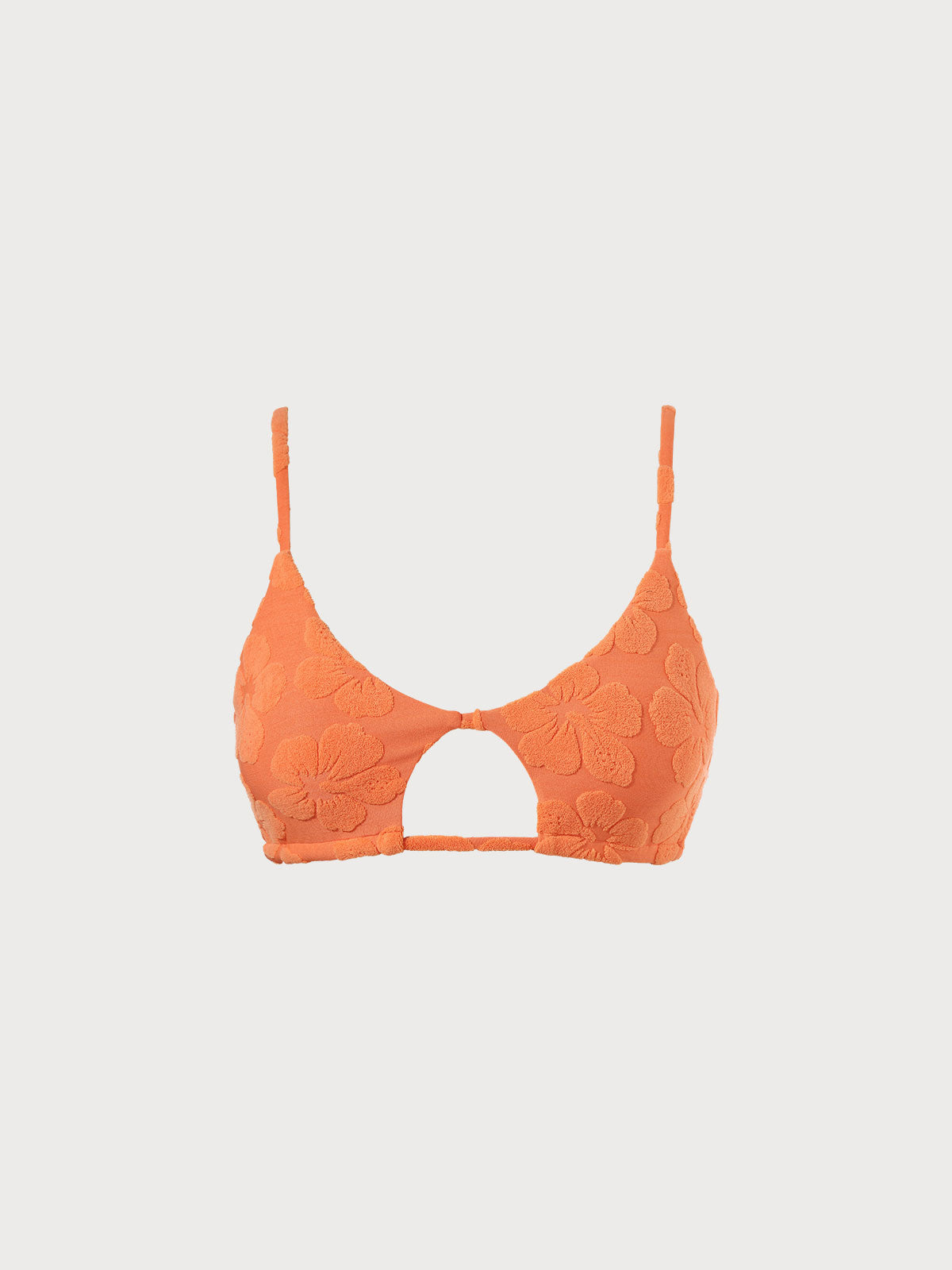 Floral Jacquard Cut Out Bikini Top Sustainable Bikinis - BERLOOK