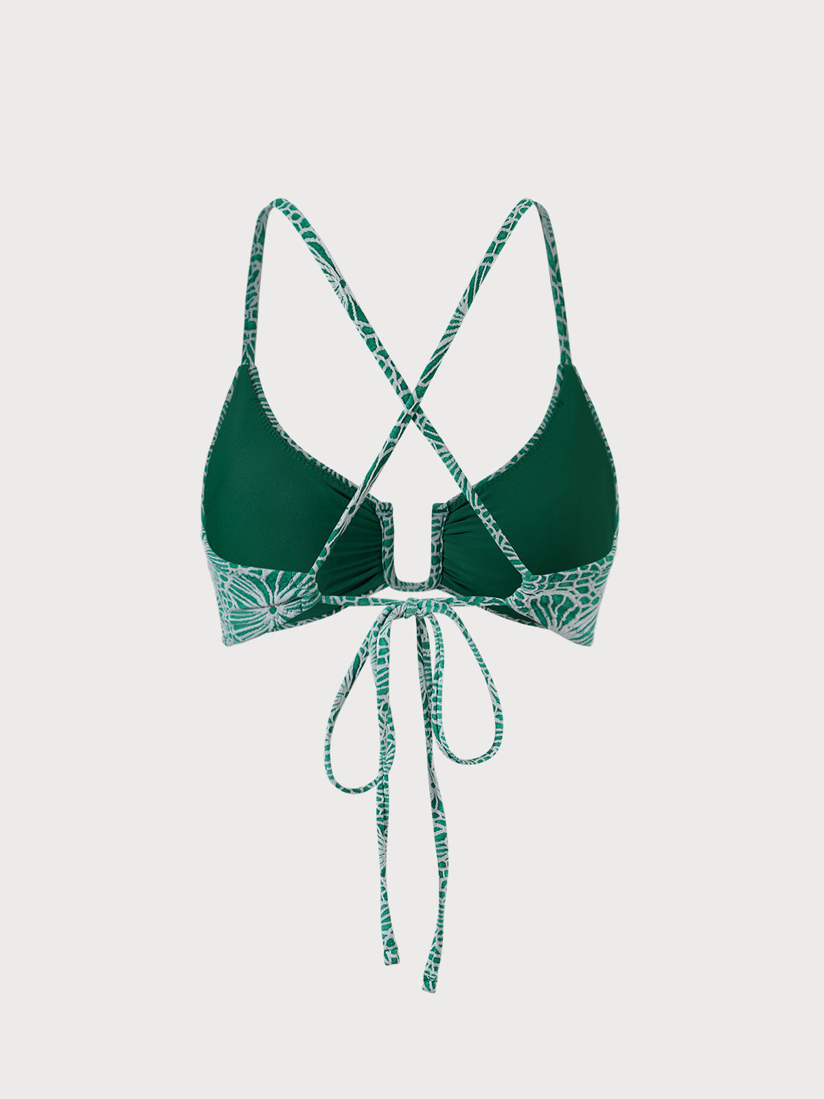Floral Jacquard U-Ring Bikini Top Sustainable Bikinis - BERLOOK