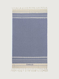 Geometric Pattern Fringe Beach Towel Navy Sustainable Beach Accessories - BERLOOK