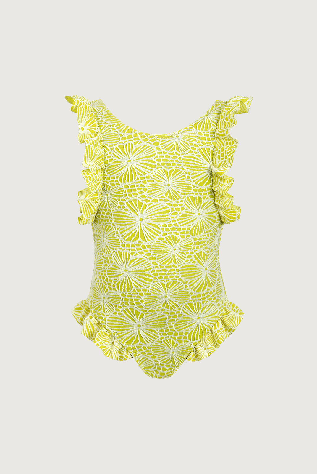 Girls' knitted polyester and nylon blended one-piece swimsuit Light Green Sustainable Girls Clothing - BERLOOK