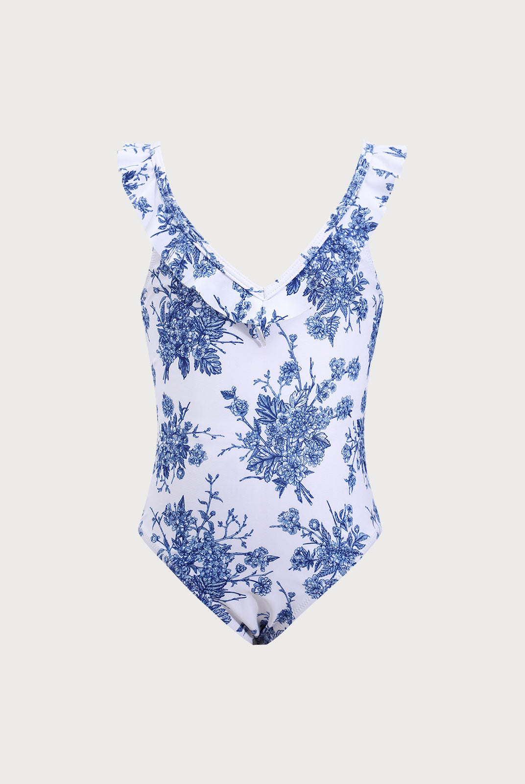 Girls' knitted polyester one-piece swimsuit Blue Sustainable Girls Clothing - BERLOOK