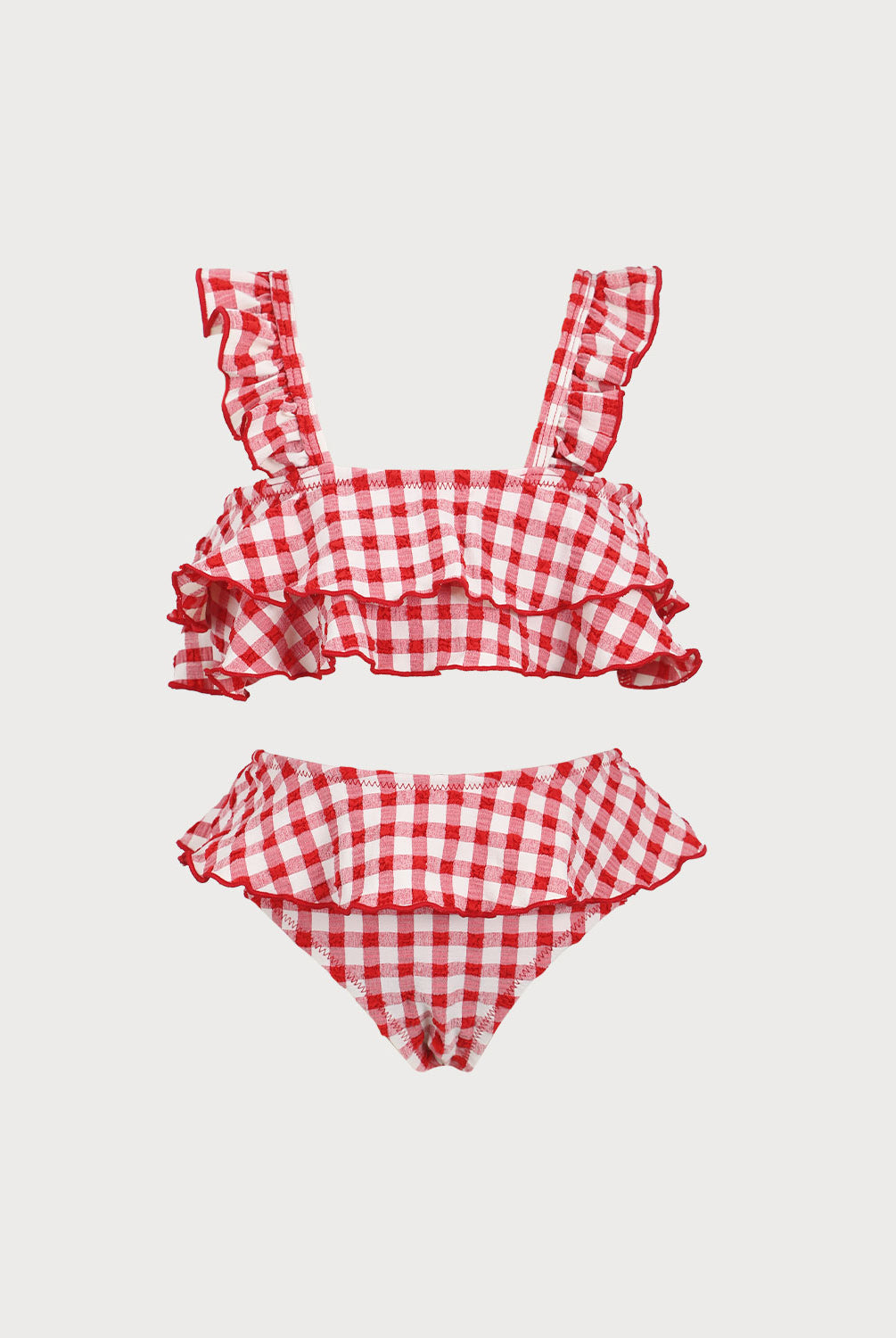 Girls' Woven Polyester Blend Tankini Swimsuit Red Sustainable Girls Clothing - BERLOOK