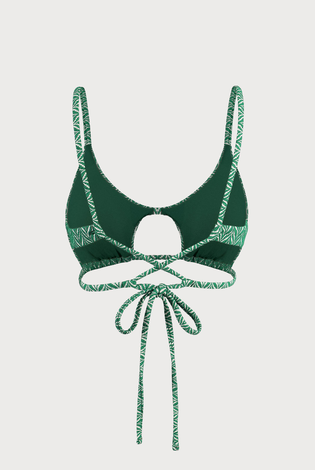 Green Geometric Textured Cut Out Bikini Top Sustainable Bikinis - BERLOOK