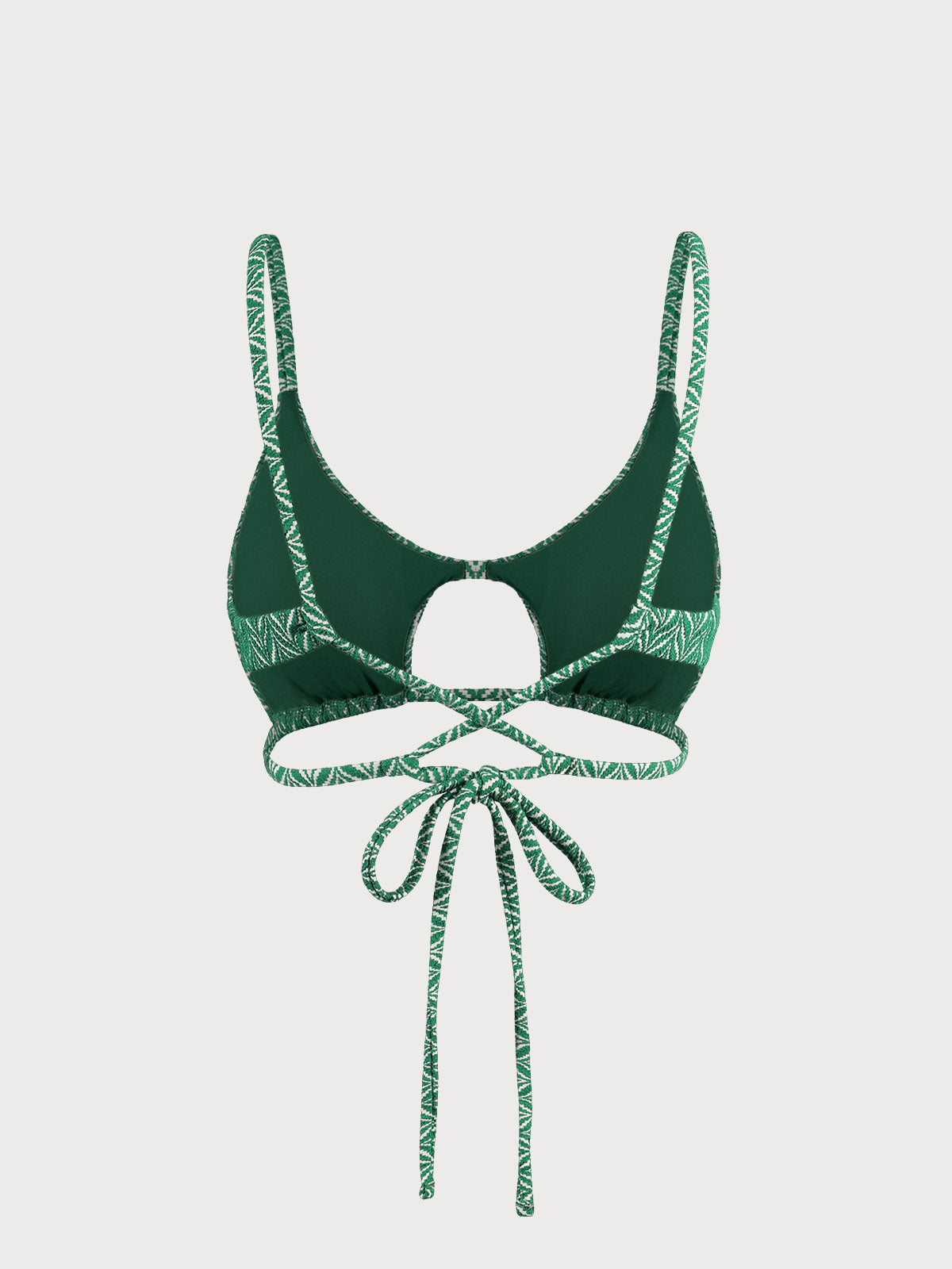 Green Geometric Textured Cut Out Bikini Top Sustainable Bikinis - BERLOOK