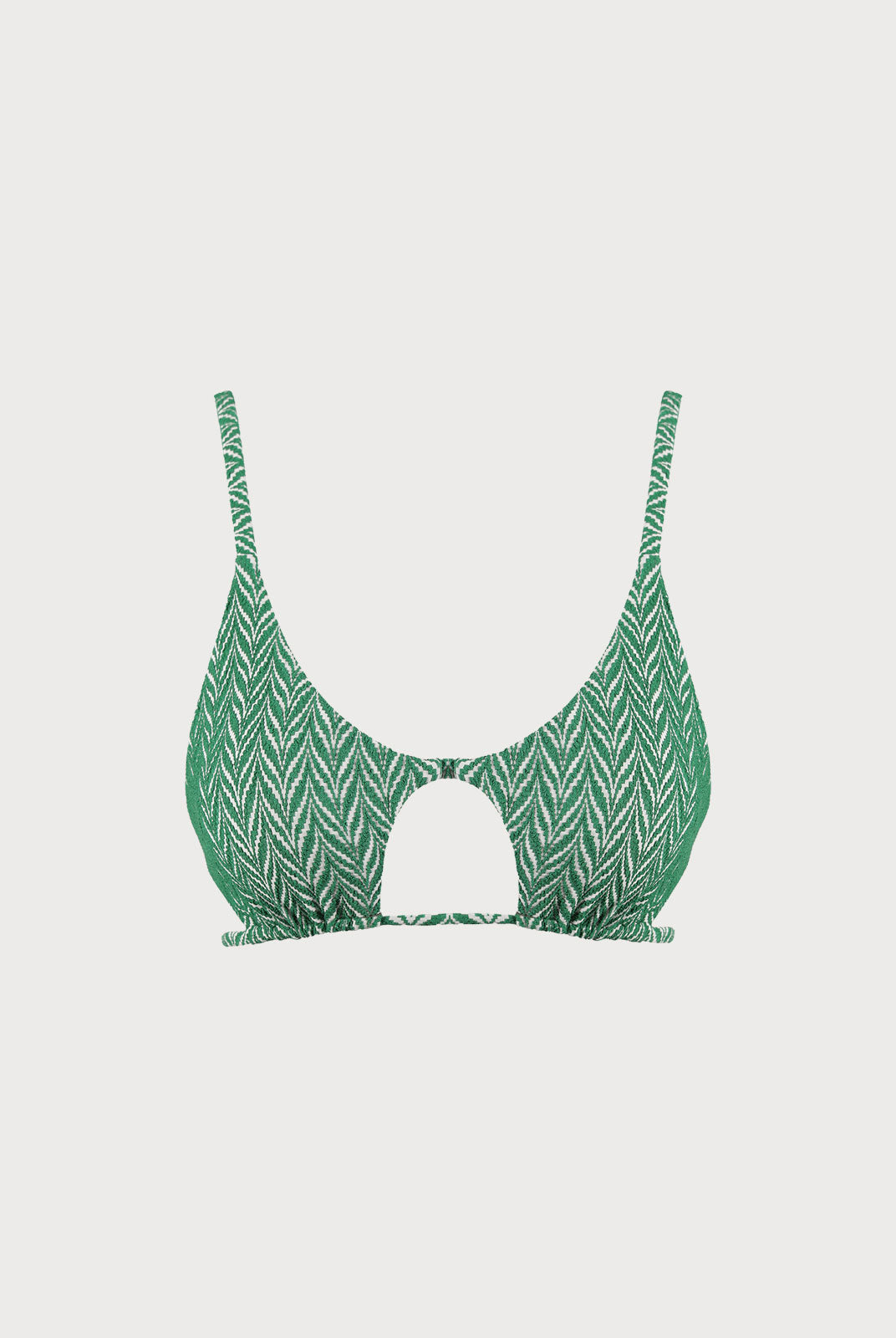 Green Geometric Textured Cut Out Bikini Top Sustainable Bikinis - BERLOOK