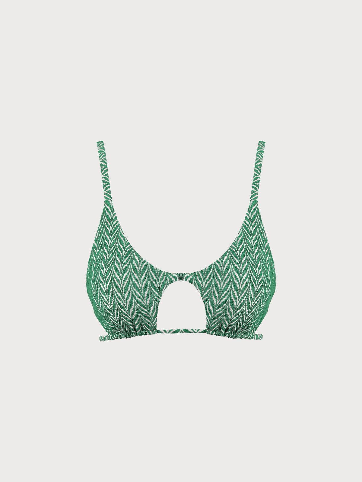 Green Geometric Textured Cut Out Bikini Top Sustainable Bikinis - BERLOOK