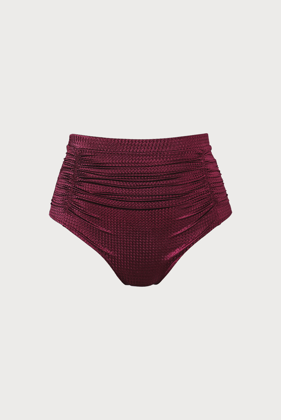 Jacquard Ruched Plus Size Bikini Bottom Burgundy Sustainable Plus Size Bikinis - BERLOOK