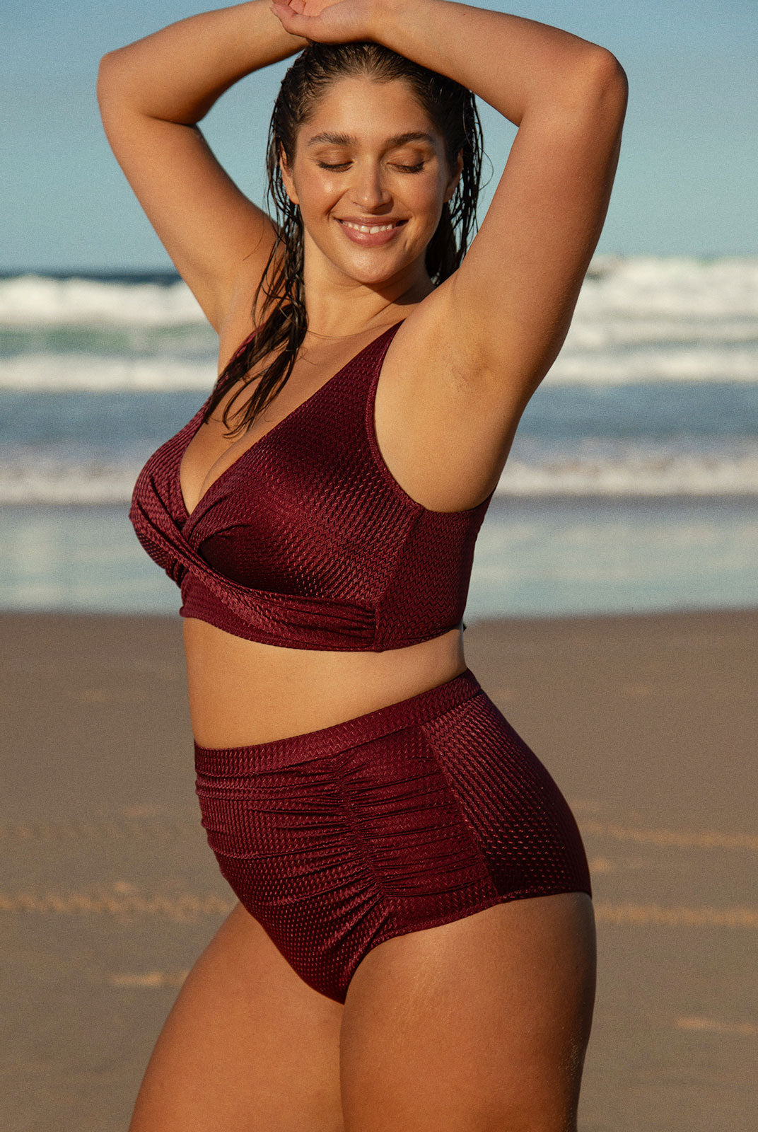 Jacquard Ruched Plus Size Bikini Bottom Sustainable Plus Size Bikinis - BERLOOK
