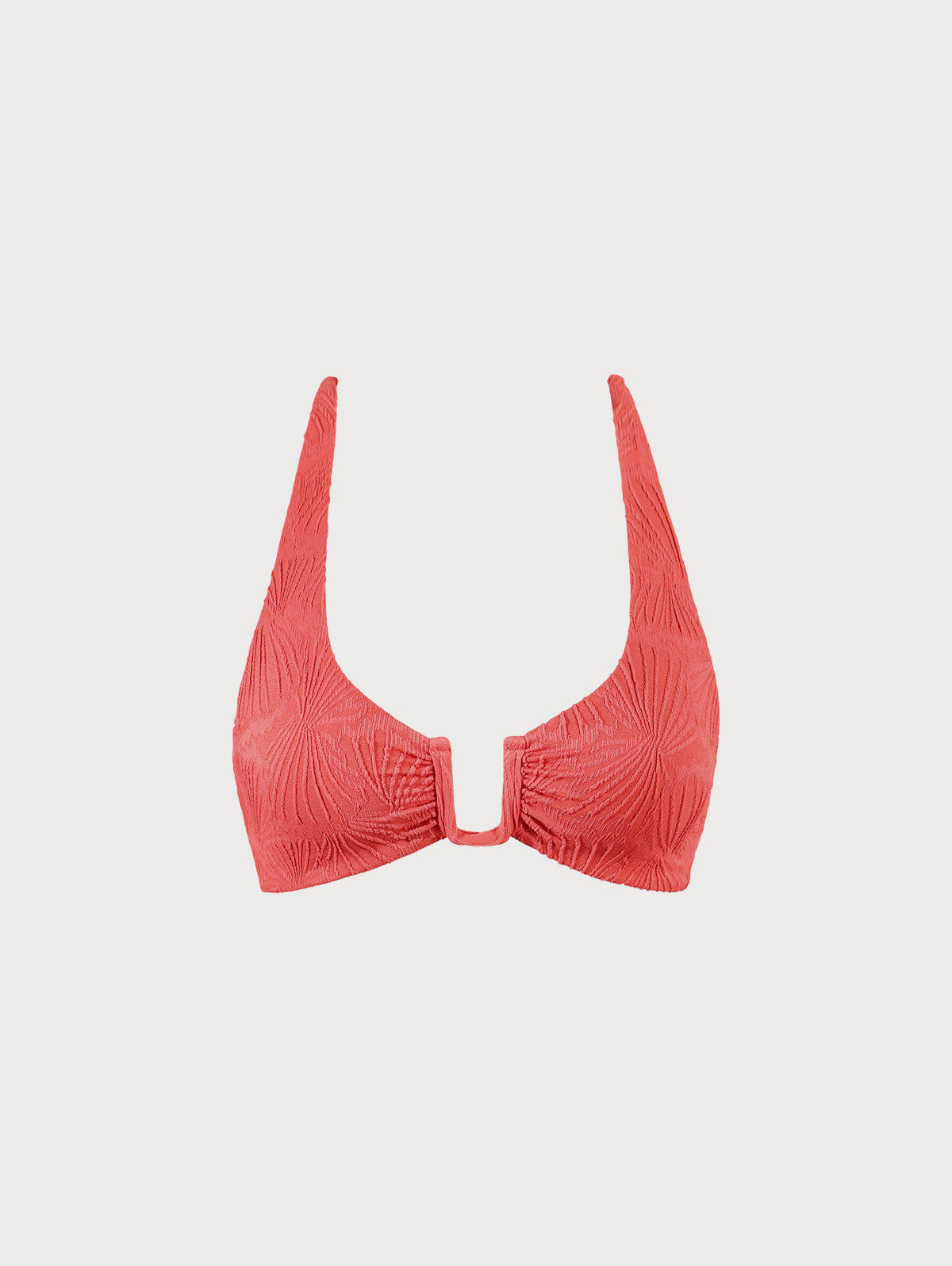 Jacquard U-Ring Cross Back Bikini Top Red Sustainable Bikinis - BERLOOK