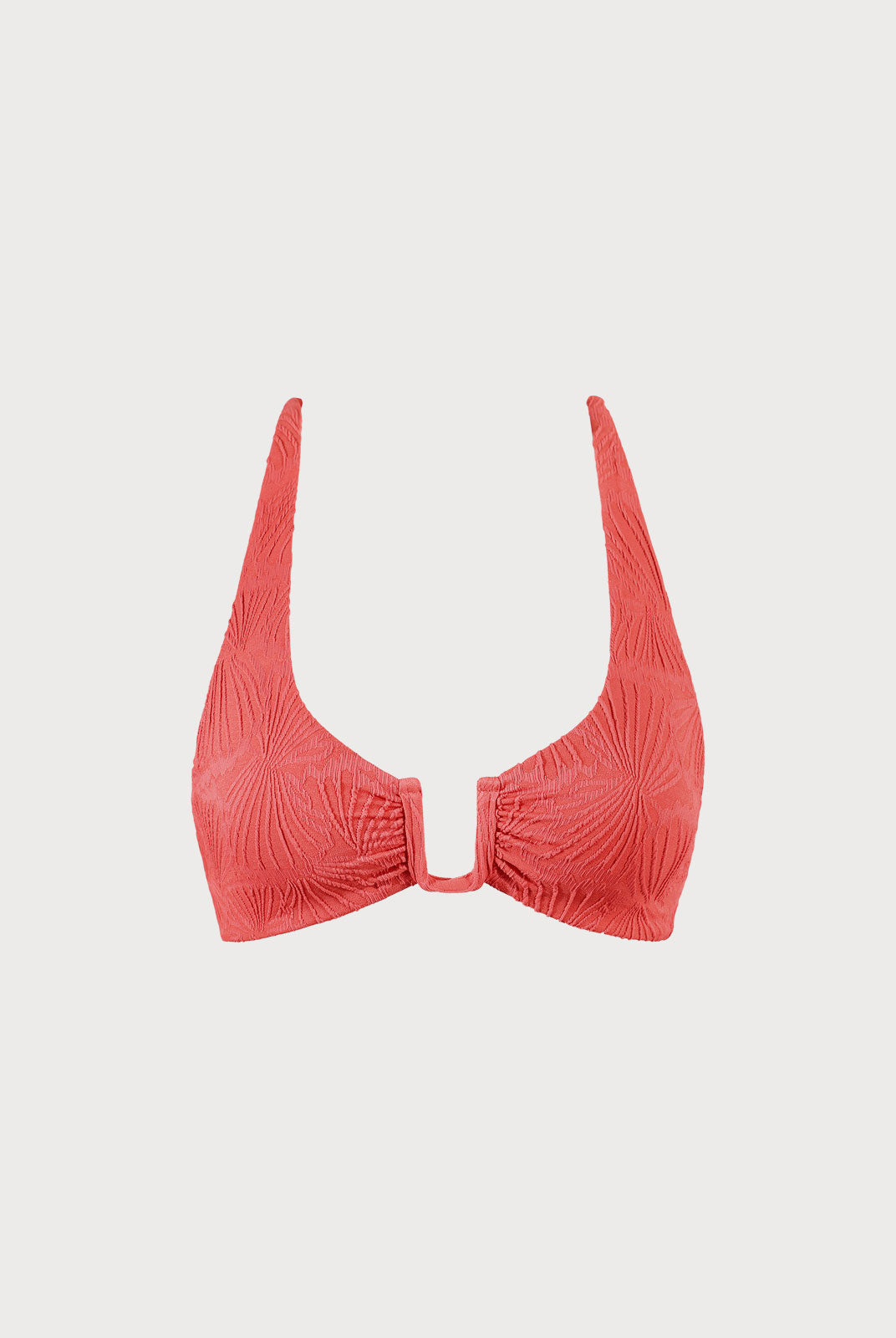 Jacquard U-Ring Cross Back Bikini Top Red Sustainable Bikinis - BERLOOK