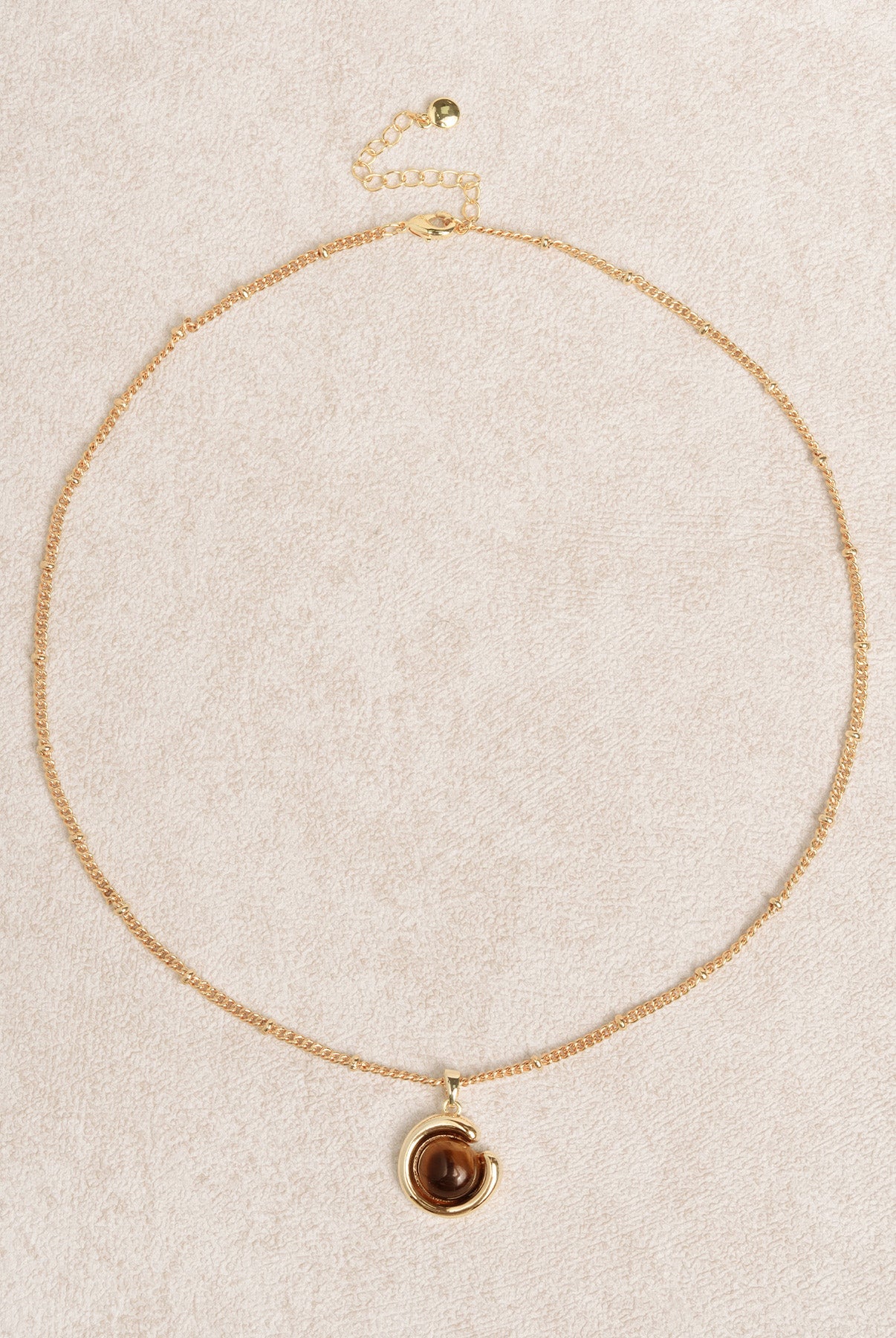 Ladies' Copper Tiger's Eye Pendant Necklace Gold Sustainable Necklaces - BERLOOK