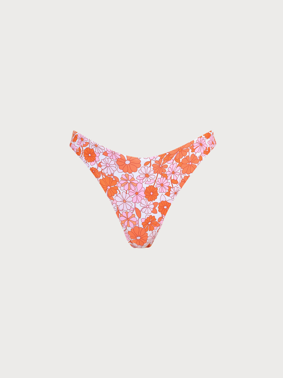 Low Waisted Floral Bikini Bottom Orange Sustainable Bikinis - BERLOOK