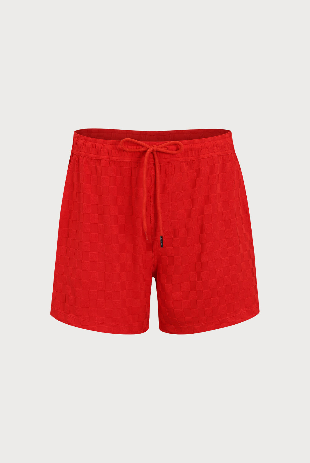 Men'S Knitted Polyester Swim Shorts Red Sustainable Men's Beach Shorts - BERLOOK