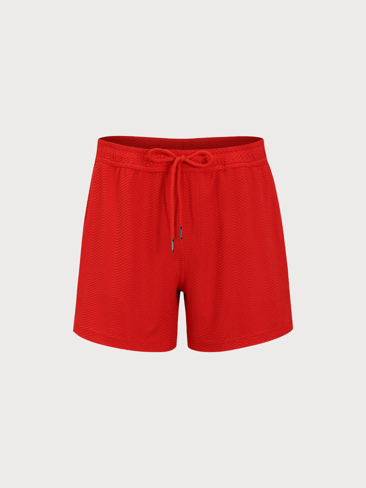 Men'S Knitted Polyester Swim Shorts Red Sustainable Men's Beach Shorts - BERLOOK