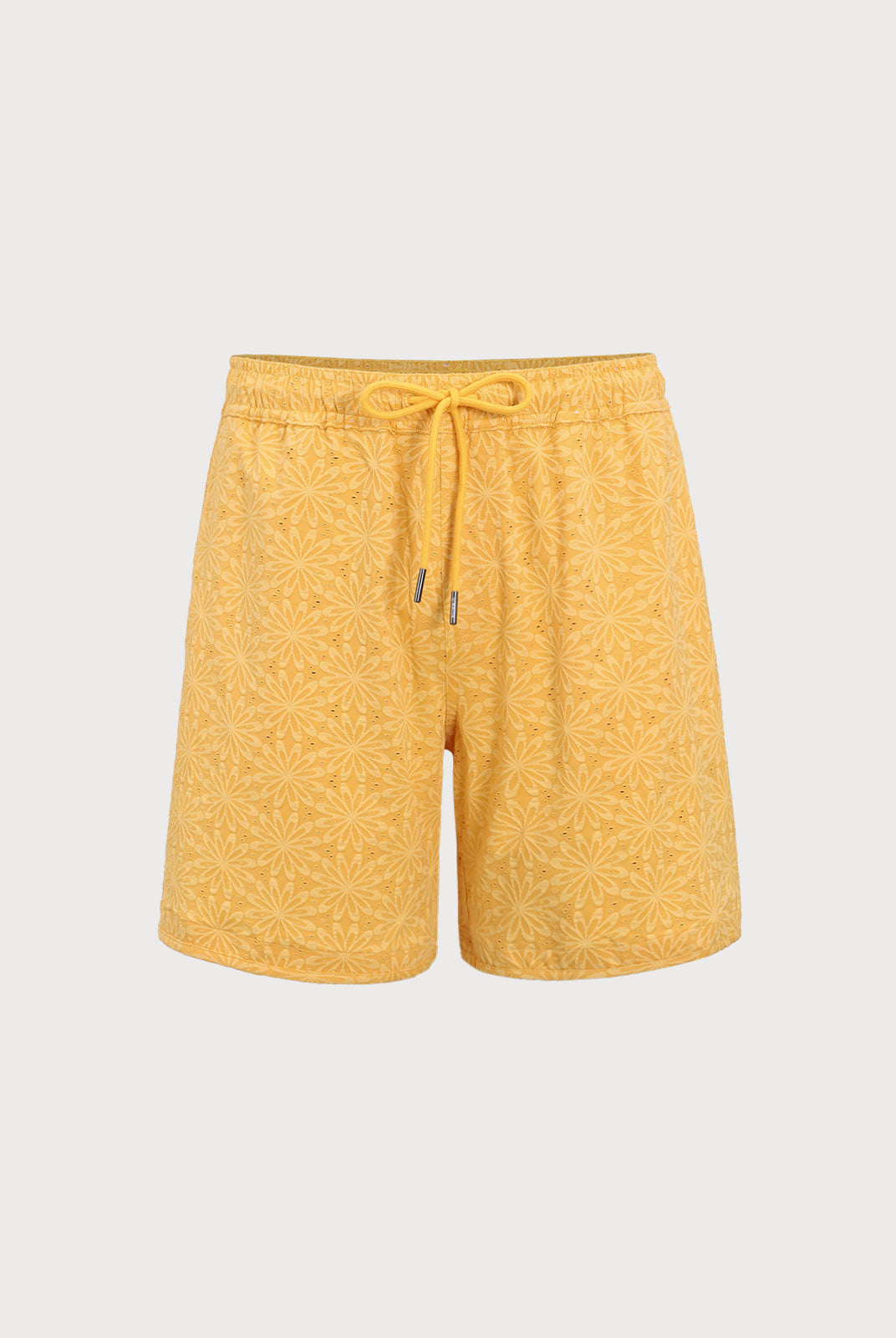 Men'S Knitted Spandex Swim Shorts Yellow Sustainable Men's Beach Shorts - BERLOOK