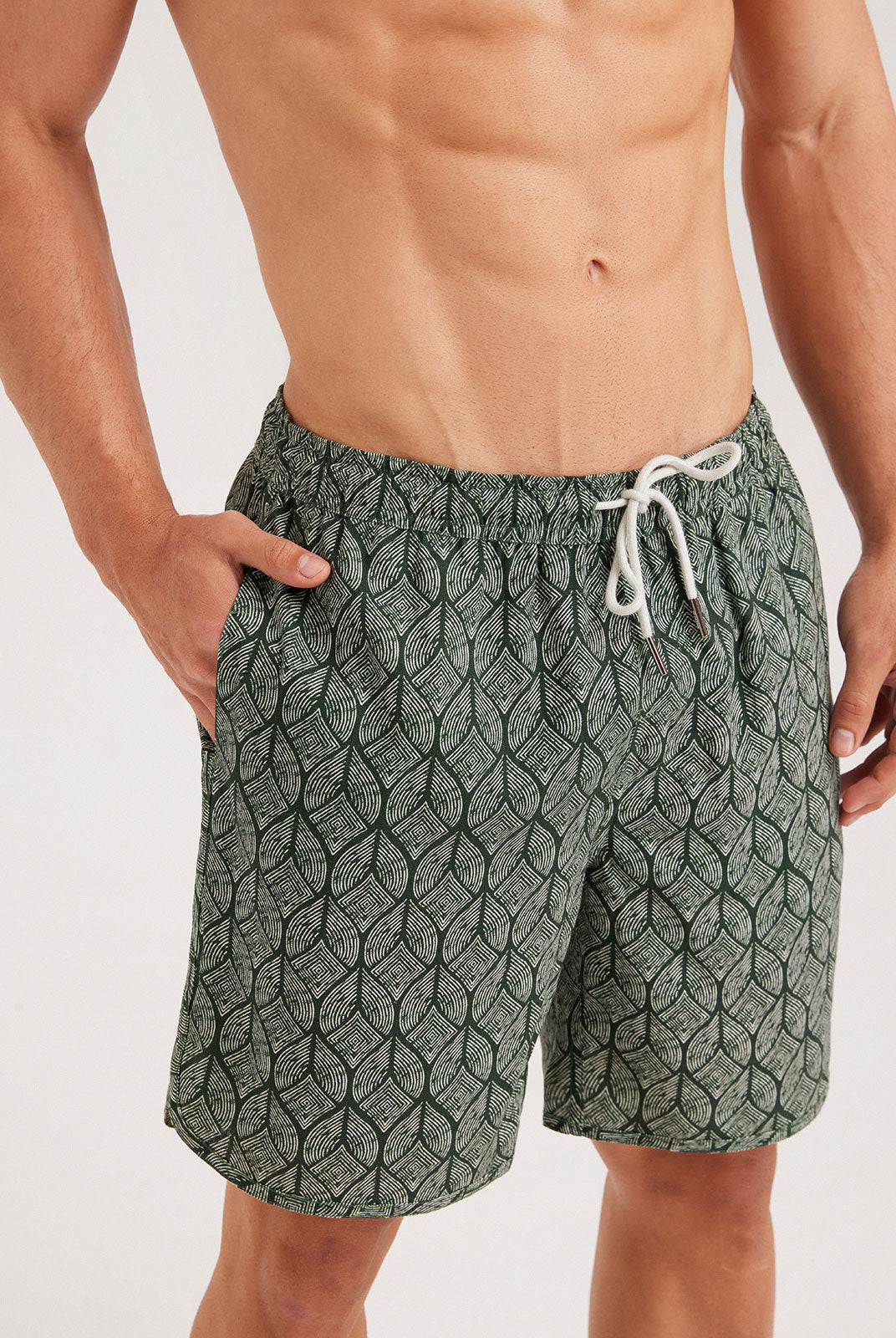 Men'S Woven Cotton And Linen Swim Shorts Sustainable Men's Beach Shorts - BERLOOK
