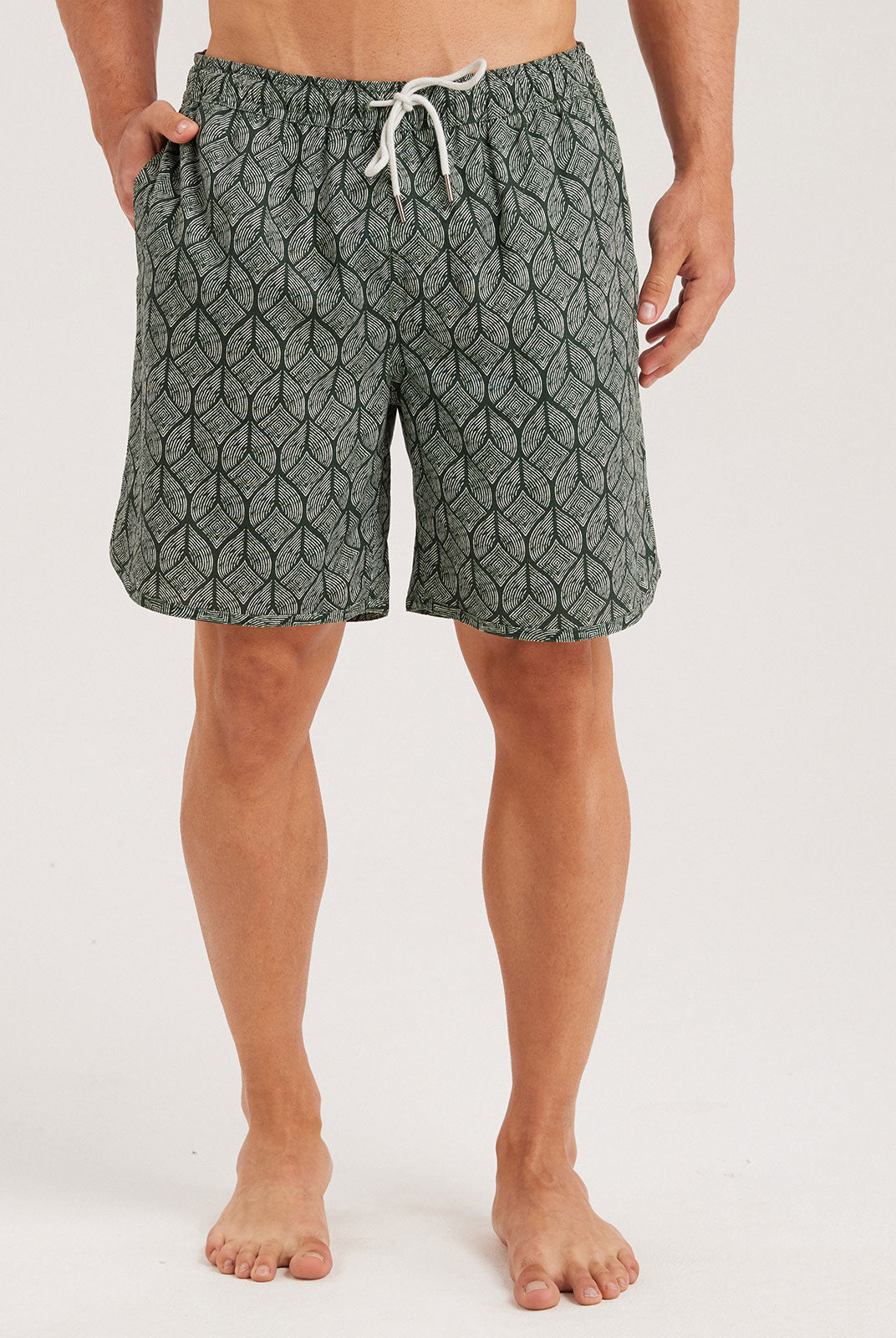 Men'S Woven Cotton And Linen Swim Shorts Sustainable Men's Beach Shorts - BERLOOK